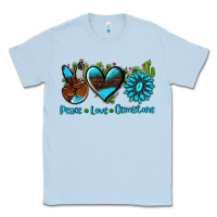 Dusty Blue peace love  gemstone Classic Tee - AdoDesignShop