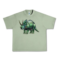 Oil Green dinosaur triceratops Urban Heavy Tee - Artiststas