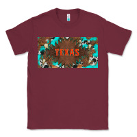 Burgundy western texas and bullskulls with turquoise and leopard licanse plate Classic Tee - Artiststas