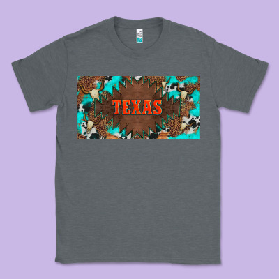 Western Texas And Bullskulls With Turquoise And Leopard Licanse Plate Classic Tee Designed By Artiststas