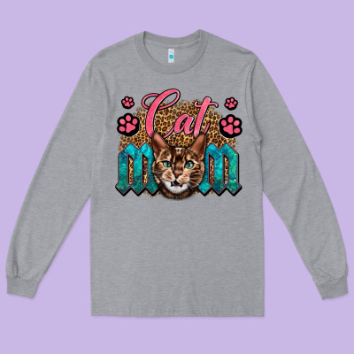 Western Cat Mom Long Sleeve Tee Designed By Lillyallendesigns