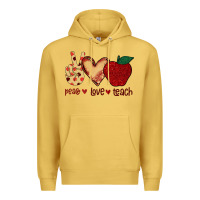 Antique Gold Peace Love Teach Premium Hoodie - Bettercallsaul