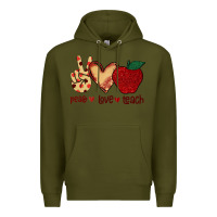 Army Green Peace Love Teach Premium Hoodie - Bettercallsaul