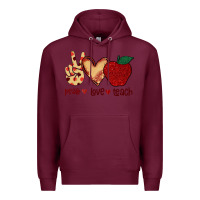 Burgundy Peace Love Teach Premium Hoodie - Bettercallsaul