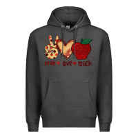 Charcoal Heather Peace Love Teach Premium Hoodie - Bettercallsaul