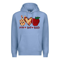 Colony Blue Peace Love Teach Premium Hoodie - Bettercallsaul