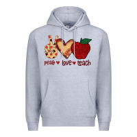 Heather Grey Peace Love Teach Premium Hoodie - Bettercallsaul