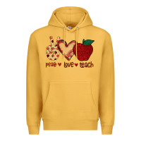 Mustard Peace Love Teach Premium Hoodie - Bettercallsaul