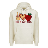 Oatmeal Heather Peace Love Teach Premium Hoodie - Bettercallsaul
