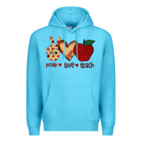 Ocean Blue Peace Love Teach Premium Hoodie - Bettercallsaul