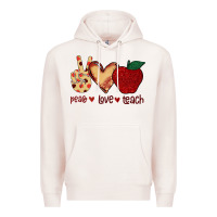 Pale Pink Peace Love Teach Premium Hoodie - Bettercallsaul