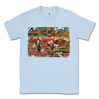 Dusty Blue western serape cowhide and leopard background Classic Tee - Artiststas