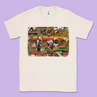 Western Serape Cowhide And Leopard Background Classic Tee Designed By Artiststas