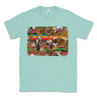 Seafoam western serape cowhide and leopard background Classic Tee - Artiststas