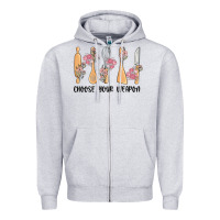 Heather Grey choose your weapon Zipper Hoodie - MaliasSmallBusiness
