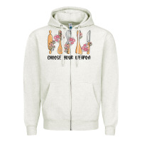 Oatmeal Heather choose your weapon Zipper Hoodie - MaliasSmallBusiness