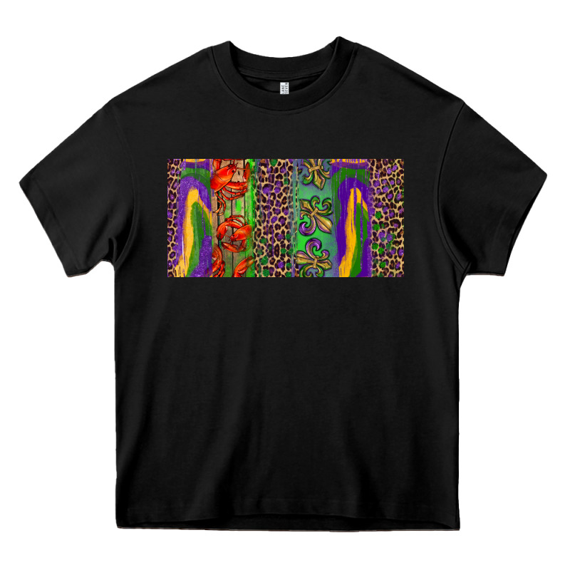 Mardi Gras Brushstrokes Crawfish Fleur De Lis Heavy Core Tee by RanaPortraitStore | Teevron