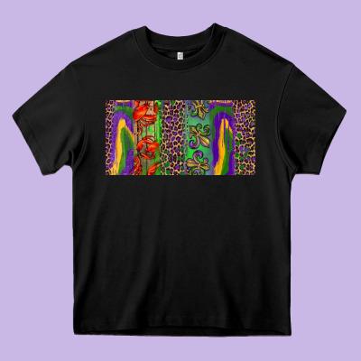 Heavy Core Tee Mardi gras brushstrokes crawfish fleur de lis