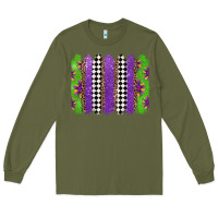 Army Green mardi gras brushstrokes Long Sleeve Tee - Jasminsmagicworld