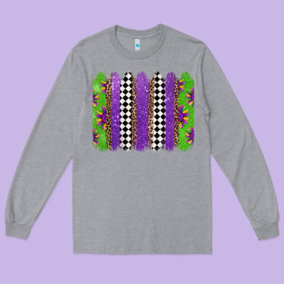 Mardi Gras Brushstrokes Long Sleeve Tee Designed By Jasminsmagicworld