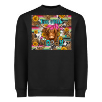 Black just a little moody long haired cow Heavyweight Sweatshirt - Jasminsmagicworld