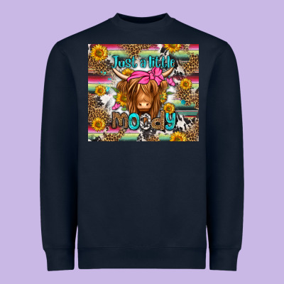 Just A Little Moody Long Haired Cow Heavyweight Sweatshirt Designed By Jasminsmagicworld