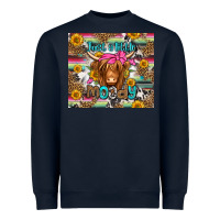Navy just a little moody long haired cow Heavyweight Sweatshirt - Jasminsmagicworld