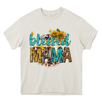 Cream blessed mama with sunflowers Heavy Core Tee - texasbilliewilder