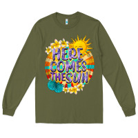 Army Green Here comes the sun Long Sleeve Tee - NancyCooperArtShop