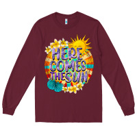 Burgundy Here comes the sun Long Sleeve Tee - NancyCooperArtShop