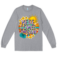 Heather Grey Here comes the sun Long Sleeve Tee - NancyCooperArtShop