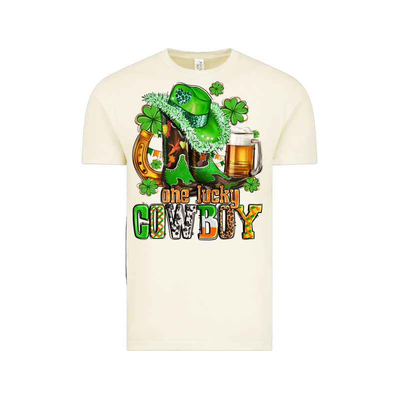 One Lucky  Cowboy With Hat And Boots Vintage Tee by AdoDesignShop | Teevron