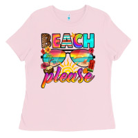 Bubblegum Pink beach please Ladies Tee - RanaPortraitStore