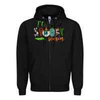 Black it's spooky season Zipper Hoodie - NancyCooperArtShop