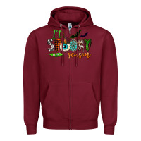 Burgundy it's spooky season Zipper Hoodie - NancyCooperArtShop