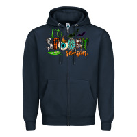 Navy it's spooky season Zipper Hoodie - NancyCooperArtShop