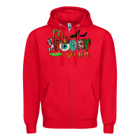 Red it's spooky season Zipper Hoodie - NancyCooperArtShop