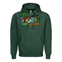 Sports Green it's spooky season Zipper Hoodie - NancyCooperArtShop