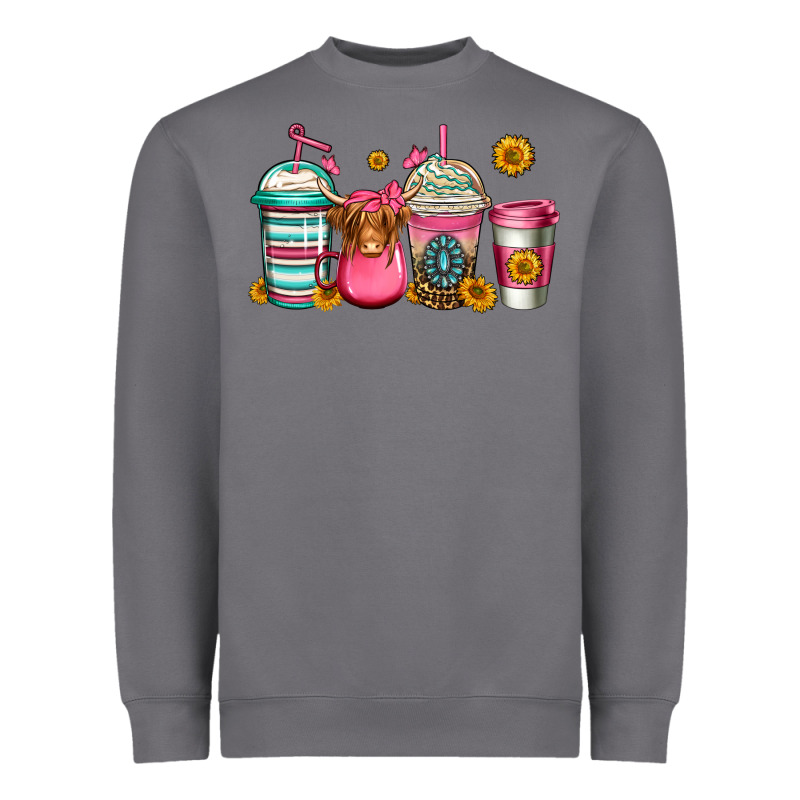 Longhaired Cow Coffee Cups Heavyweight Sweatshirt by Jasminsmagicworld | Teevron