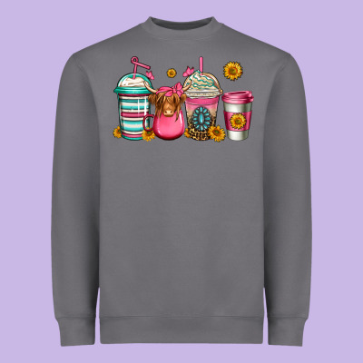 Longhaired Cow Coffee Cups Heavyweight Sweatshirt Designed By Jasminsmagicworld