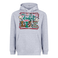 Heather Grey Dental life leopard frame Heavyweight Hoodie - LillyAllenDesigns