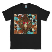 Black western floral bullskull cowhide and leopard Classic Tee - Artiststas