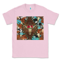 Bubblegum Pink western floral bullskull cowhide and leopard Classic Tee - Artiststas