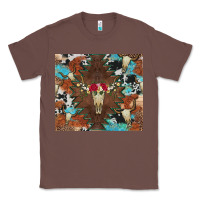 Chestnut western floral bullskull cowhide and leopard Classic Tee - Artiststas