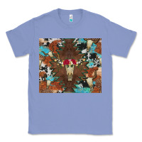 Colony Blue western floral bullskull cowhide and leopard Classic Tee - Artiststas