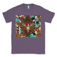 Lavender western floral bullskull cowhide and leopard Classic Tee - Artiststas