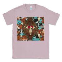 Lilac western floral bullskull cowhide and leopard Classic Tee - Artiststas