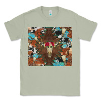 Matcha western floral bullskull cowhide and leopard Classic Tee - Artiststas