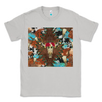 Moon Dust western floral bullskull cowhide and leopard Classic Tee - Artiststas