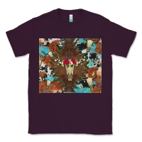 Plum western floral bullskull cowhide and leopard Classic Tee - Artiststas